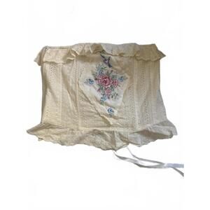 Lace-Up Corset with Floral Embroidery